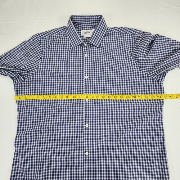 Mizzen & Main Men's Shirt Button Up Blue Check Performance Trim Fit Size 2XL - Picture 7 of 10